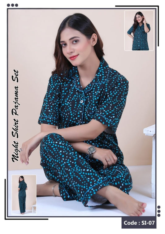 2-Piece Night Suit Pajama Shirt Printed