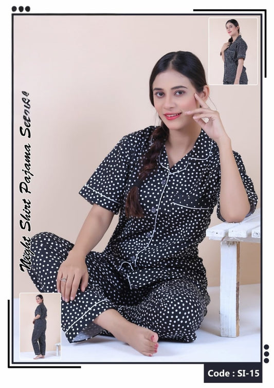 2-Piece Night Suit Pajama Shirt Printed