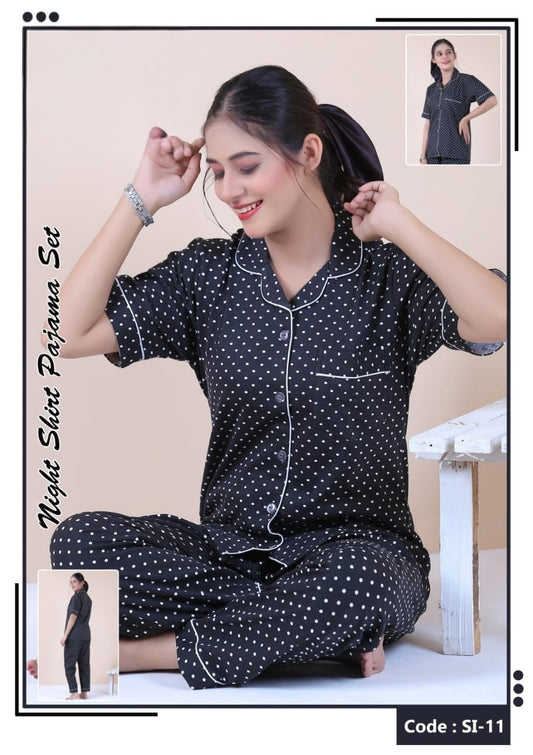 2-Piece Night Suit Pajama Shirt Printed