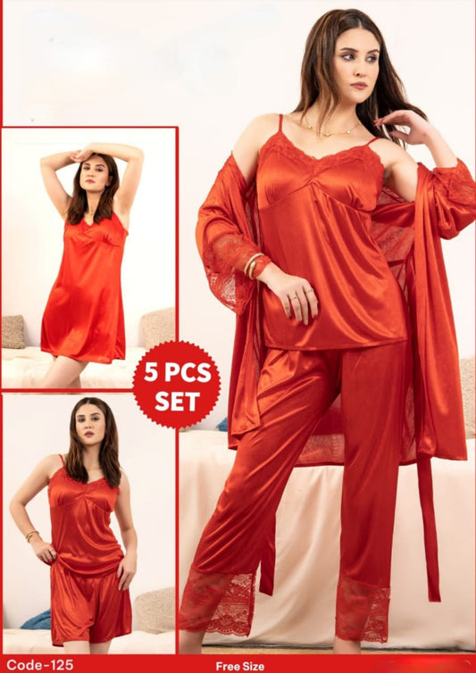 Bridal Nighty Set 5-Piece (Non-Padded)